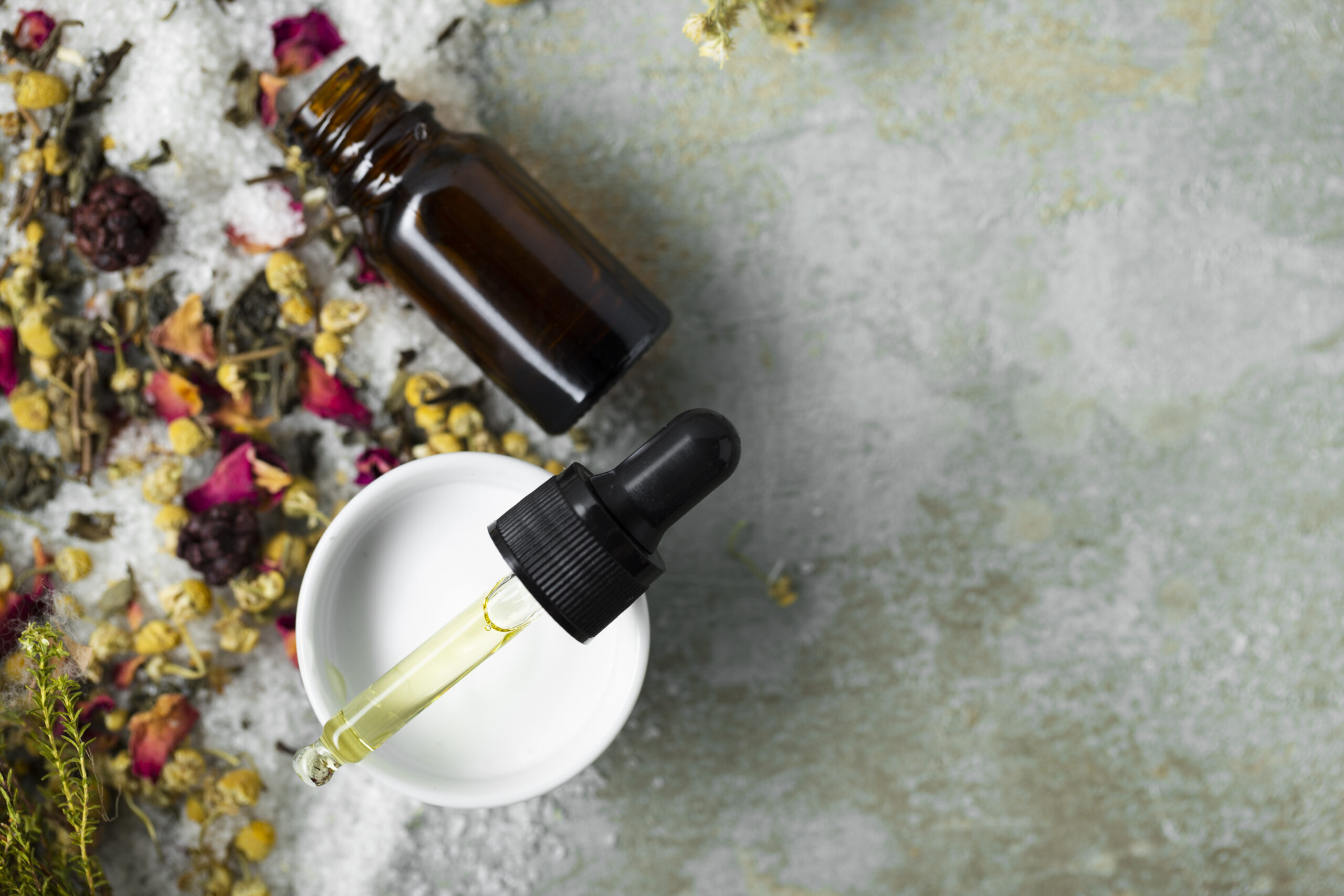 top-view-body-serum-table-copy-space